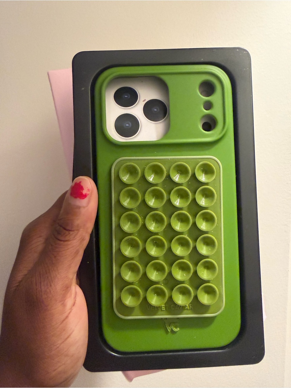 iPhone 17 pro max velvet caviar matcha green silicone case with MagSafe grip